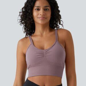 Halara Seamless Flow Low Support Ruched Double‎ Straps Crisscross Sports Bra S